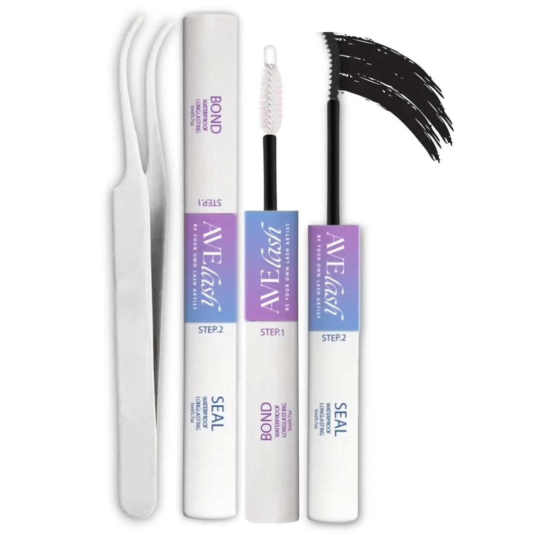 Makeup Lash Cluster Glue - Waterproof, Latex-Free, 72H Long-Lasting Black Eyelash Bond & Seal Adhesive (5ml+5ml) Cosmetic Cosmetic Cosmetic
