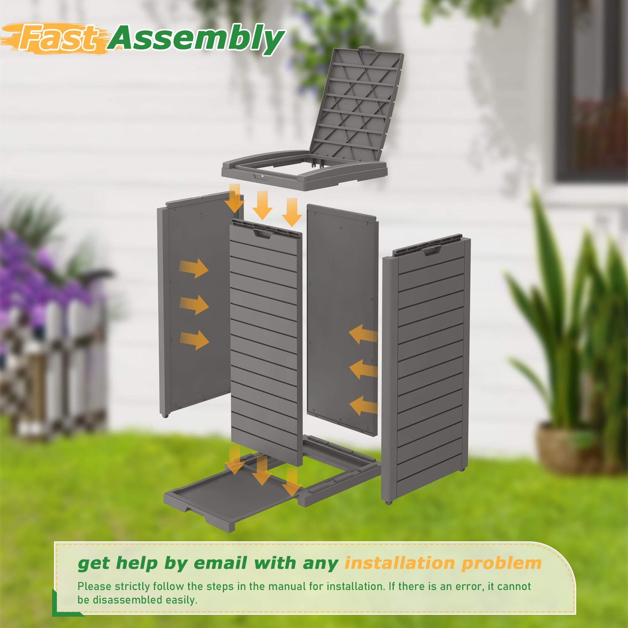 Kitchen Waste Bin with Lid and Drip Tray for Easy Cleaning Perfect 38 Gallon Resin Outdoor Trash Can RIWENGO for 33 40 Gal Trash Bag for Patio Kitchens and Outdoor Entertaining