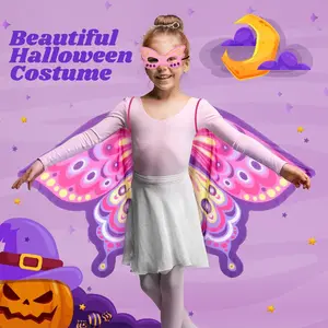 Children Butterfly Wings Cape Costume Toy, Princess Fairy for Girls over 3 Years, Perfect Birthday Party Gift