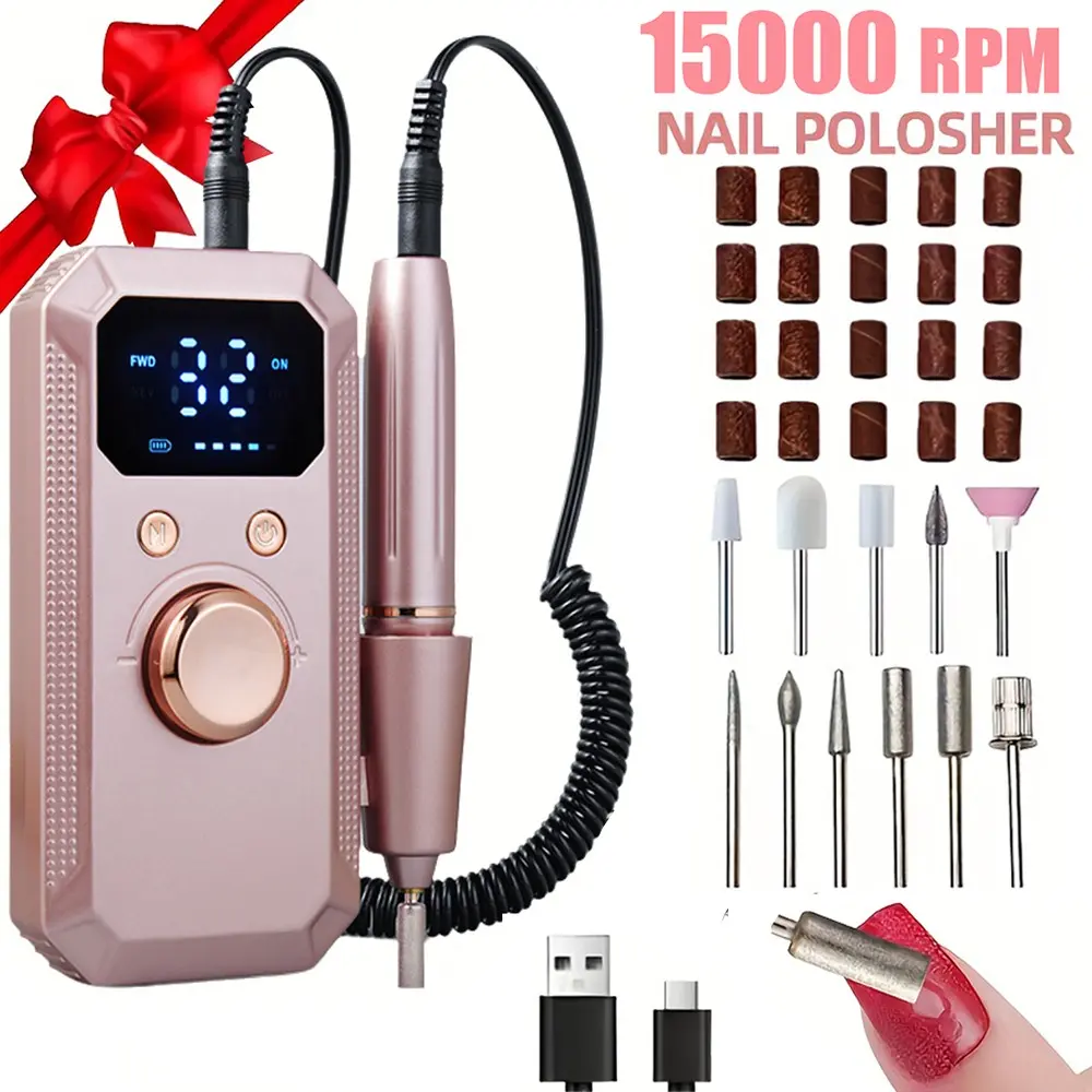 Electric Nail Drill Pen, Nail Drill Machine Set, Manicure Nail Art Tools, Nail Drill Machine, LED Display, 32-Speed Variable Speed Control, for Nail Removal, Nail Shaping, Nail Polishing, Nail Art, Cuticle Removal, Filing(USB Power)