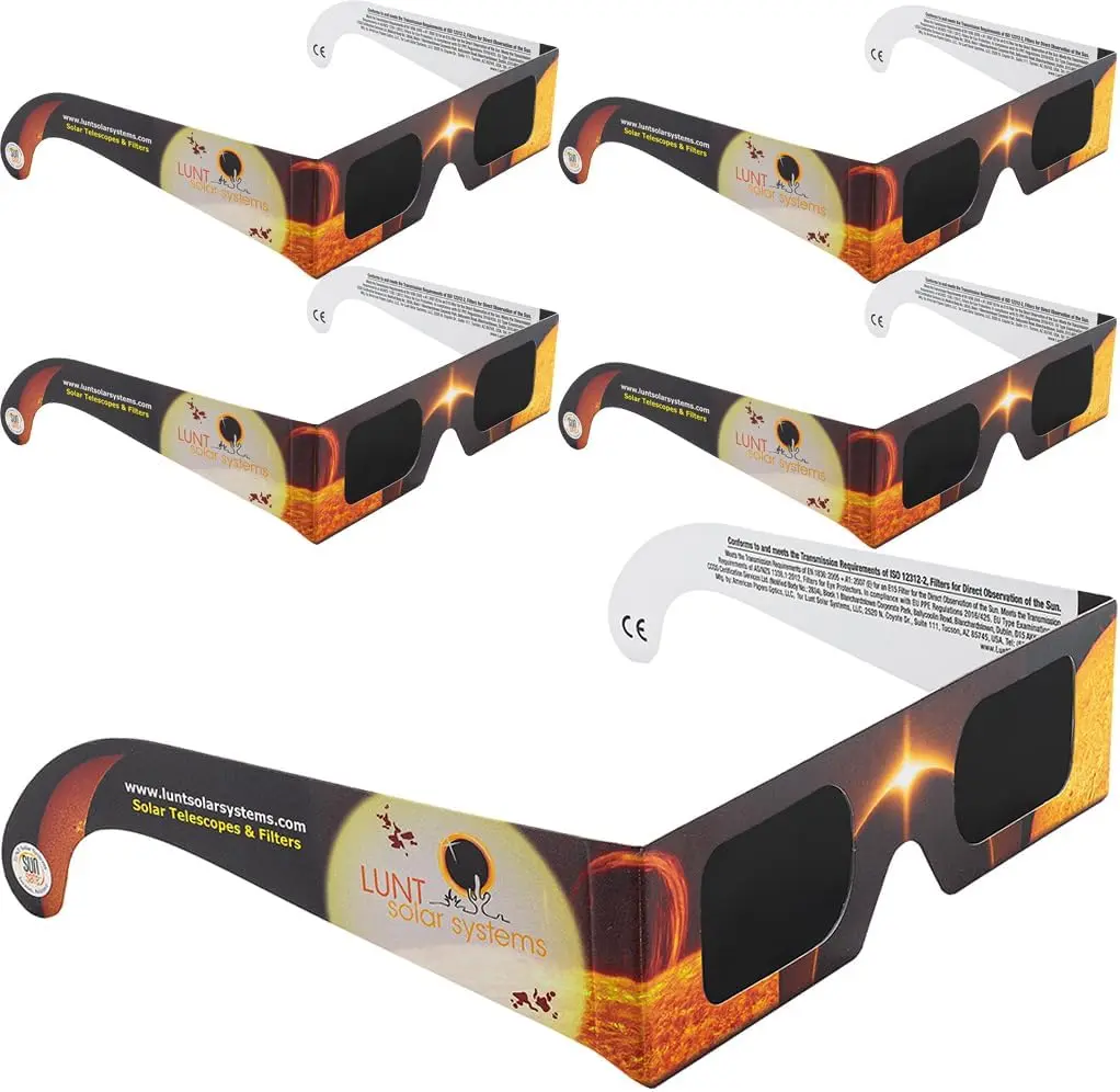 Solar Eclipse Sunglasses 5-Pack - ISO & CE Certified, AAS Approved for 2026 Eclipse in Spain, EU (UK, Germany, France)