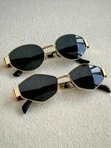 2pcs Women's Oval Rhombus Casual Stylish Glasses, Daily Wear Fashion Colored Lenses, Party Gathering Outdoor Activity Accessory, Stylish Eyewear