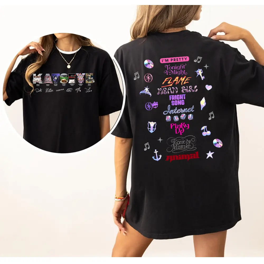 KATSEYE WILD EP Shirt, Pinky Up Animal Tee, KATSEYE Discography Graphic T-Shirt, EYECONS Gift, KPop Girl Group Front Back Tee