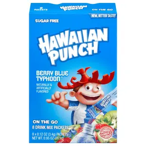 6x Hawaiian Punch Berry Blue Typhoon - Refreshing Hydration Powder Drink Pack - Flavoring Powder 6 Count