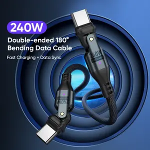 Pd240w Rotating Data Cable, 180° Adjustable Bend, 1.8m Braided Wire, Super Fast Charging & Gaming Accessory, Ideal for Laptops