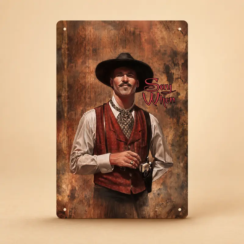 1-Piece 8x12 in Lightweight Retro Aluminium Decorative Plaque Sign - Rustic Farmhouse Artwork, Western Cowboy Print Wall Decor, House Decor for Ranch Home Bar, Gift for Cowboy Fans