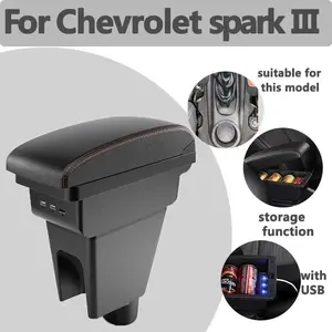 For Chevrolet SparkⅢ2009 2010 2011 2012 2013 2014 2015 2016 2017 2018 2019 2020 2021 2022 2023 2024 2025 M300 car armrest modification multifunctional double-layer storage box with USB charging easy to install car accessories