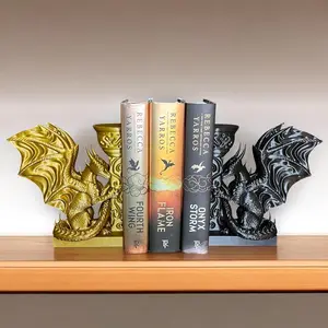 Dragon Bookends - Black and Gold Dragons - FW Inspired Bookend Set