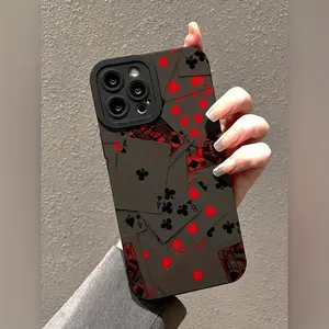 Poker Card Pattern Phone Case, Anti-drop Shockproof Comprehensive Protection Phone Protective Cover, Phone Accessory Compatible with iPhone 15 14 13 12 11 Series