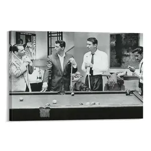 Rat Pack Playin Pool Colored Poster Canvas Art Wall Home Decor Various Sizes Black and White for Living Room Bedroom Office Versatile Decor