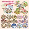 20 Sets DIY 3D Scene Decorative Cartoon Fuzzy Animals Stickers - Hobbies Kit Adults with Instructions, Tweeze, Fuzzy Friends Cards for Women, Baby Shower, Scrapbooking Supplies