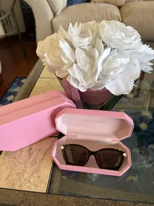 Pre-owned Swarovski Crystal Embellished Sunglasses Full Set with Pink Case and Box Never Worn
