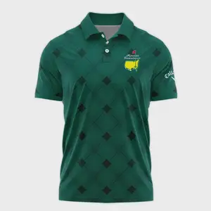 Shop the Classic Golf Masters Tournament Green Argyle Pattern Callaway Polo Shirt - 3D Polyester Polo Prints Casual Fabric