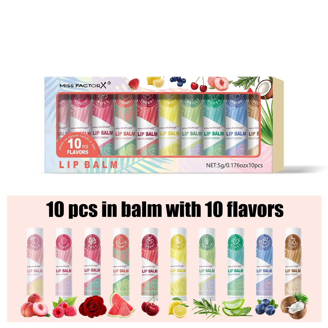 10pcs Lip Balm Set, Lip Product, Moisturizing Lip Care, Hydrating Lip Treatment, Nourishing Dry Lips, For Dry Lips, Moisturizing Smoothness, Enhances Lip Color, Low Allergenicity, Perfect Holiday Gift Choice, Moisturizing Lip Balms