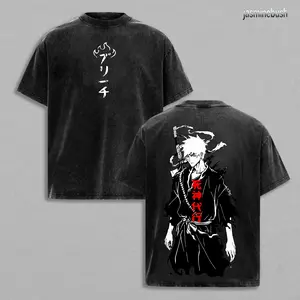 Ichigo Kurosaki Washed Tee – Bleach Oversized Anime Shirt, Heavy Cotton T-shirt