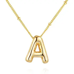 Bubble Letter Balloon Initial Necklaces for Women Girls Chain Pendant Alphabet Necklaces Dainty Alphabet Pendant  Puffy Name Personalized Jewelry Gift