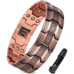 3X Strength Copper Magnetic Bracelet for Men, Pure Copper Bracelet with Adjustable Sizing Tool, Men’s Jewelry