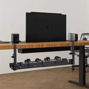 Adjustable Desktop Cable Management Tray, No-Drill Metal Wire Basket, Cord Organizer for Home Office Desk Underneath, Office Desk Accessories