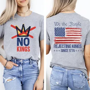 NO KINGS Shirt, Anti Authoritarian Protest Shirt, No Kings In America Shirt, Political Tee, Democracy Shirt, Democracy Not Monarchy T-Shirt