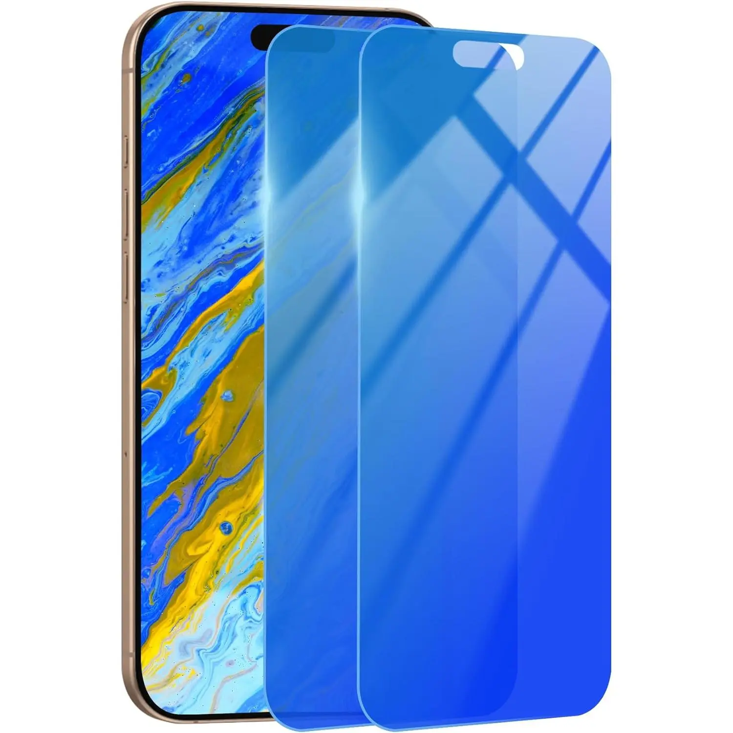 2 Pack for  13 Pro Max/14 Plus  Screen Protector 9H Tempered Glass [Gradient-Blue] [EZ Installation] 6.7'', Anti-Bubble, Full Coverage