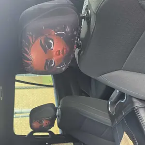 2pcs, Car Accessories, Cartoon Girl Style Printed Car Headrest Pillow Cover, Automotive Vehicle Interior Decoration, Removable And Washable, Suitable for Daily Commuting And Road Trips, Perfect Car Decor, Christmas Decorations, All Seasons, Car Interior