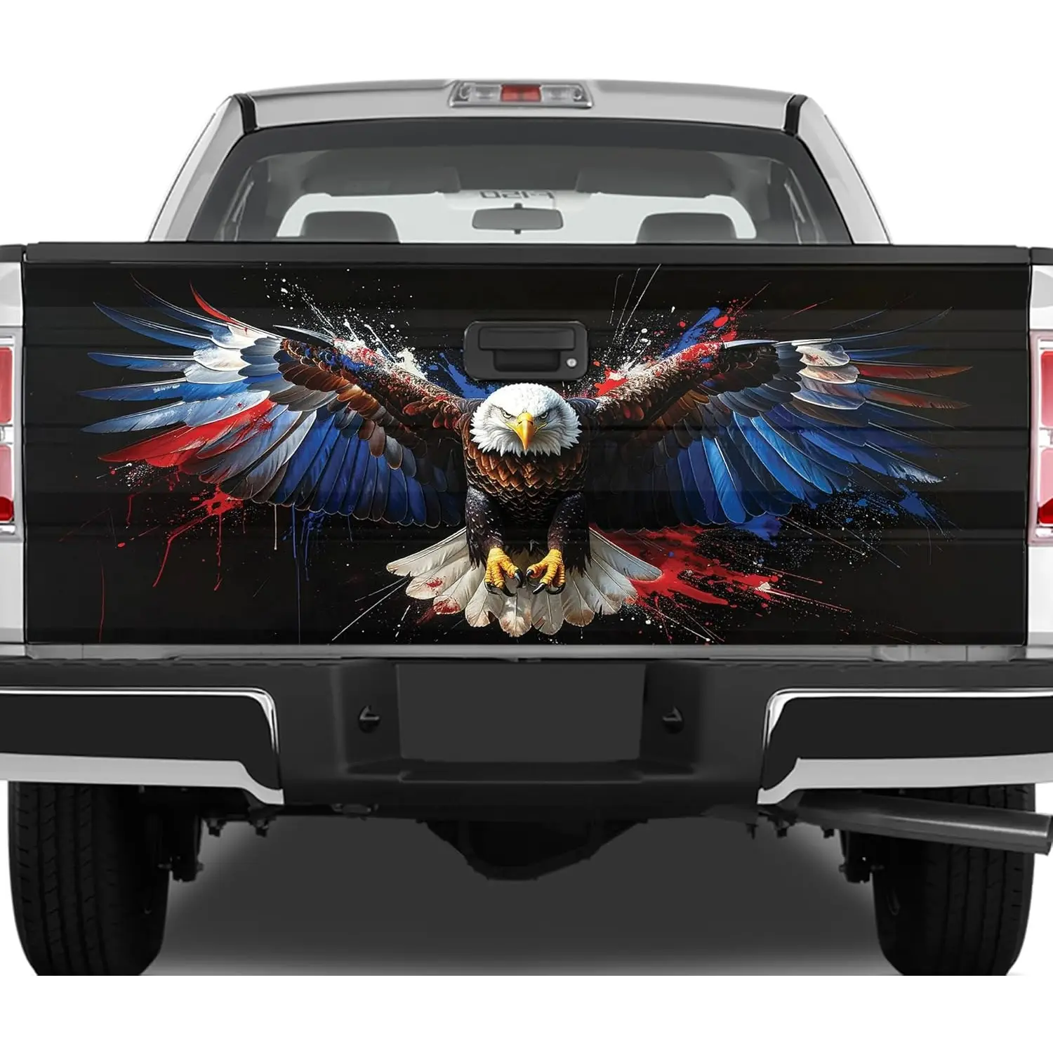 Patriotic Eagle Tailgate Wrap - America Flag Splash Bald Eagle Truck Bed Decal Cover
