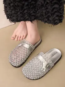 Women's Summer Hollow Out Knitted Slippers, Breathable One-Step Half Slipper, Versatile Outdoor Wear, New Arrival 2026