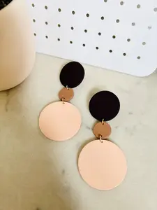 Modern Round Earrings, Earthy Earrings, Terra Cotta Earrings, Neutral Aesthetic Earrings, Geometric Circle Earrings, Gift for he