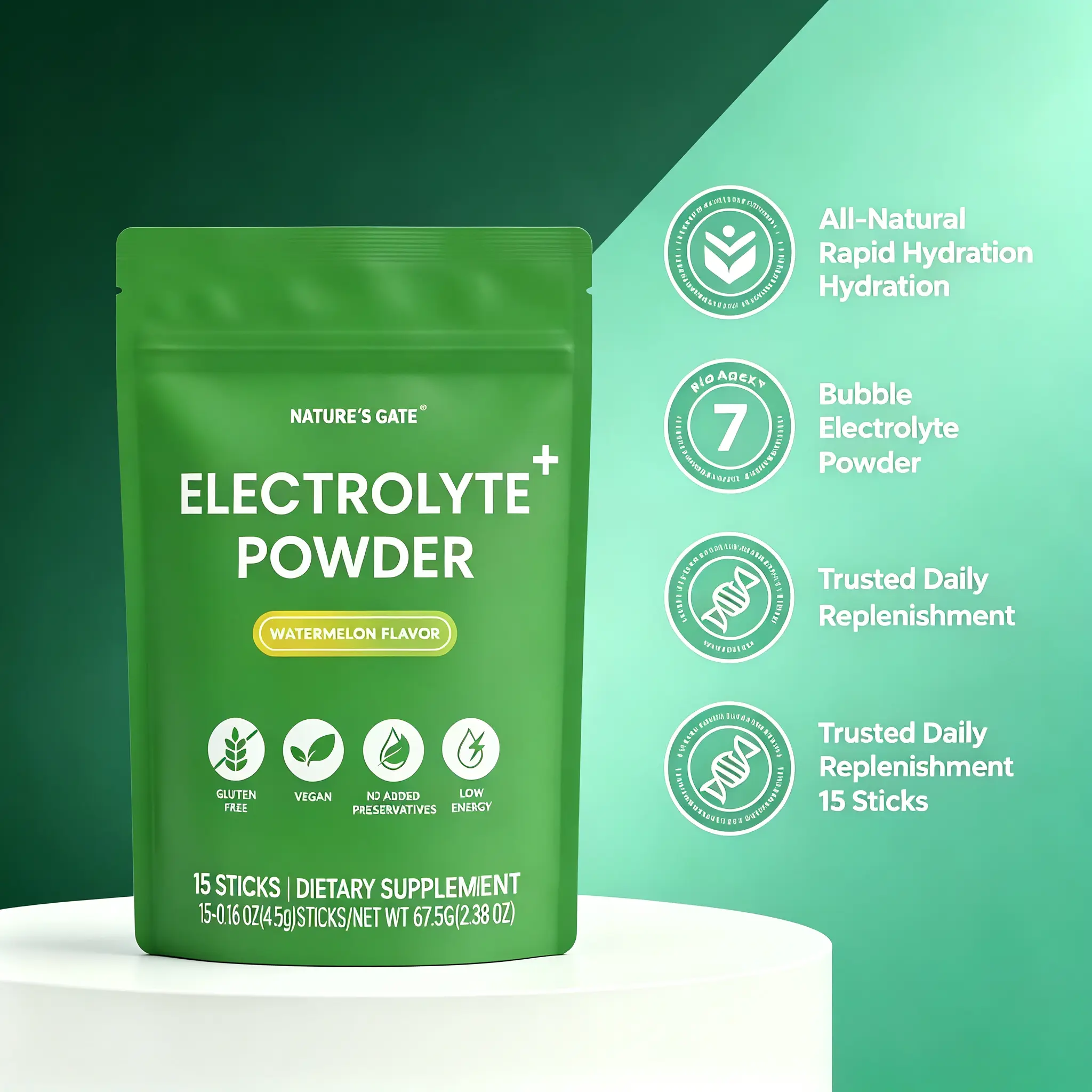 Electrolyte Plus Powder Packets, Zero‑Sugar Hydration Drink Mix for Workouts, Heat Exposure & Travel, Supports Daily Body Wellness