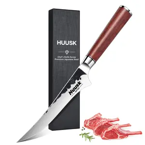 Huusk Hand Forged 6 Inch Fillet Knife with Rosewood Handle and Gift Box for Meat, Fish, and Poultry - Japanese Deboning Knife - Metal, Kitchen Knife, BlackFriday Christmas Gift