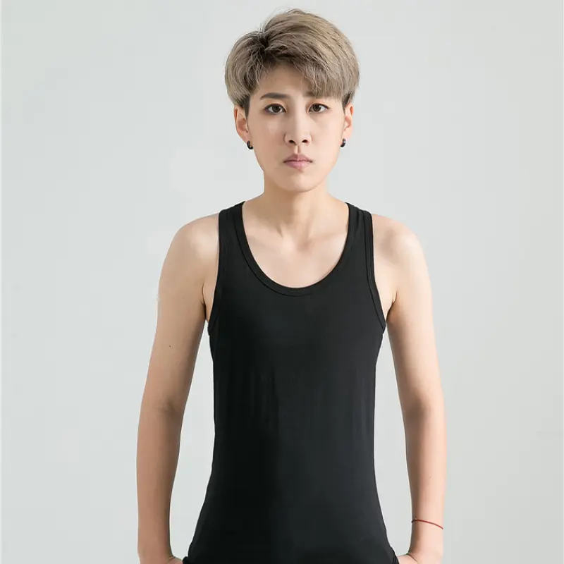 [VibeFit] Women Breathable Cotton Breast Binder Long Trans Tank Top Built-in Chest Binder for Transgender Lesbian FTM