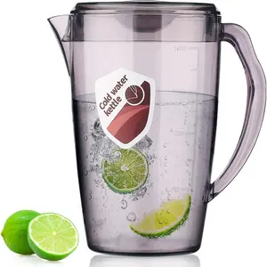 Plastic Pitcher, 60 Oz/1.8L Water Carafe with Lid, Iced  Pitcher, Jar Pitcher, Jug with Handle for , Juices, Milk, Cold or Hot Beverages (1 Pack/Gray)