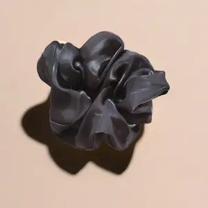 Black Premium Jumbo Satin Scrunchie