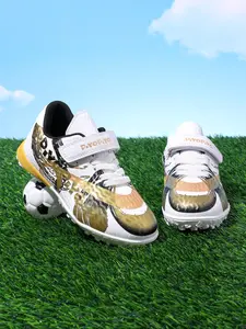 Boys' Football Shoes PU Leather Upper Lightweight Soft Kids Sports Shoes Suitable for Boys Girls Outdoor Field Training Turf Soccer Shoes Spiked Soccer Cleats