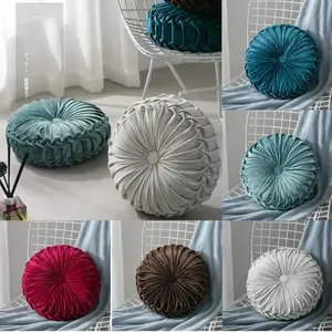 Velvet Pleated Round Floor Cushion Pillow Pouf Throw Home Sofa Decor