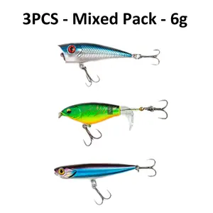 Fishing Lures Bag Packed-3/5PCS Mixed Lure Baits Set Swimming baits zigzag dog Popper for Bass Trout Pike Perch Mandarin fish Topwater Lure for Freshwater or Saltwater