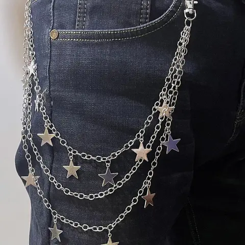 Unisex Punk Style Star Decor Layered Pants Chain, Casual Trendy Belt Body Chain, Fashionable Accessories for Daily & Party Decoration, Body Jewelry, Body Accessory