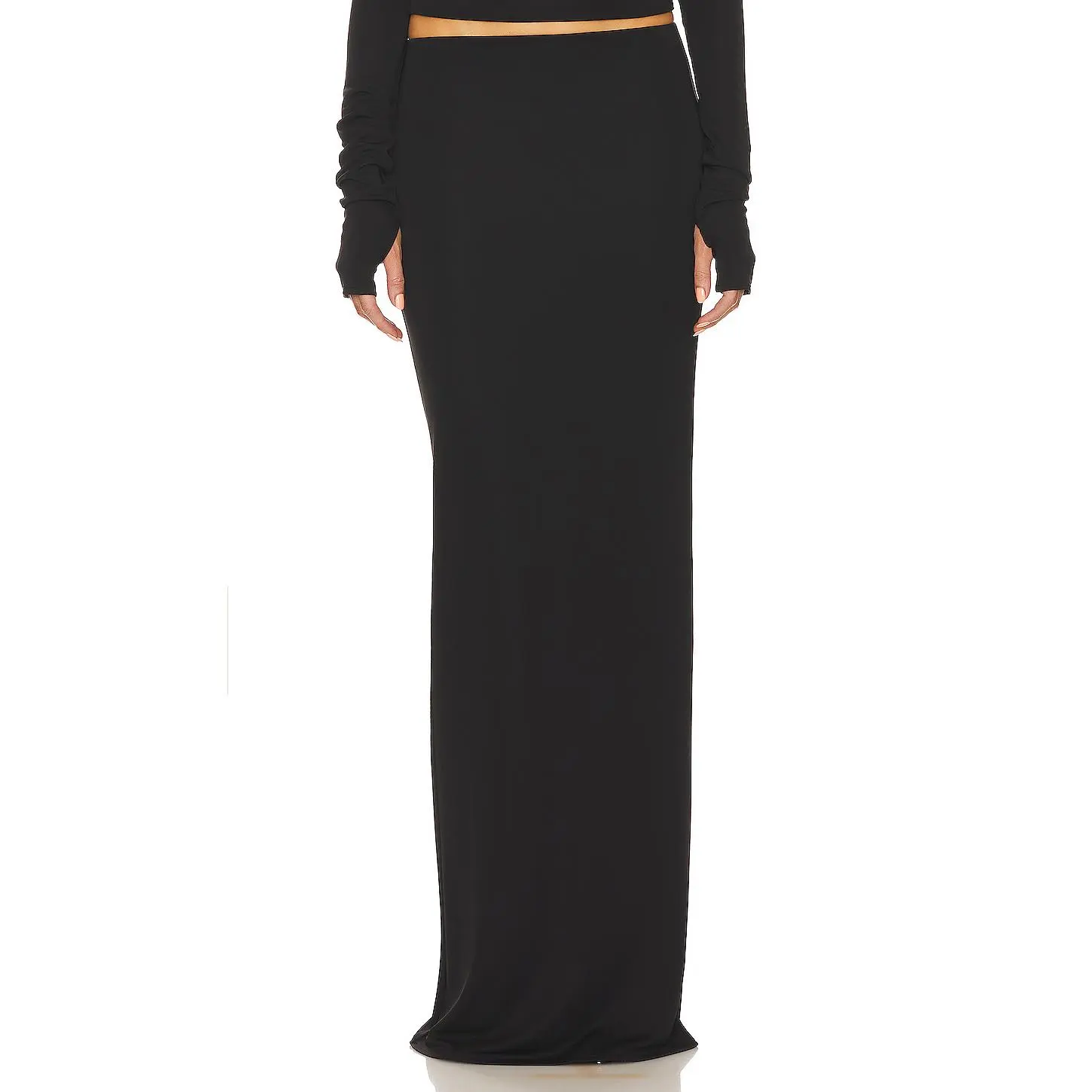Helsa Matte Jersey Slim Skirt in Black