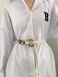 Women's Braided Waist Belt, Pu Leather Belts, Summer New Vintage Ethnic Style, Versatile High-End Decorative Belt for Dresses, Perfect for Daily Wear