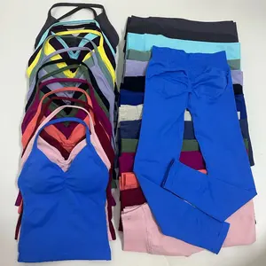 workout sets women 2 Pieces Set Impact Leggings Set Women Backless Tank Tops High Waist Scrunch Gym Suit Fitness Clothes Outfit Workout Yoga Set Athletic Wear Athletic Stretchy Material