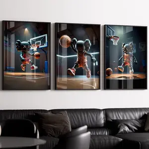 Kaws Playing Basketball Poster, set of 3, Pritable kaws Figure, Hypebeast Basketball Lover Poster, Hypebeast Minimalist, Men Room Decor #117