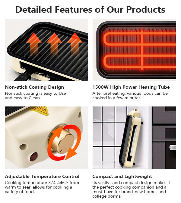 Pukomc Electric Indoor Grill,2 in 1 Indoor Grills for Kitchen with Grill Net & Non-Stick Cooking Removable Plate, Temperature Control, Dishwasher Safe, 1500W Smokeless barbecue Universal Griddle Pukomc Electric Indoor Grill,2 in 1 Indoor Grills for Kitchen with Grill Net & Non-Stick Cooking Removable Plate, Temperature Control, Dishwasher Safe, 1500W Smokeless barbecue Universal Griddle