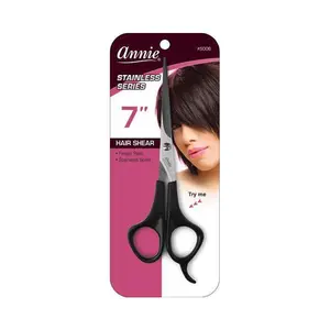 Annie #5006 7" Stainless Steel Hair Shears, Black Hair Styling Tool for Haircare, Professional Salon Styling Tool