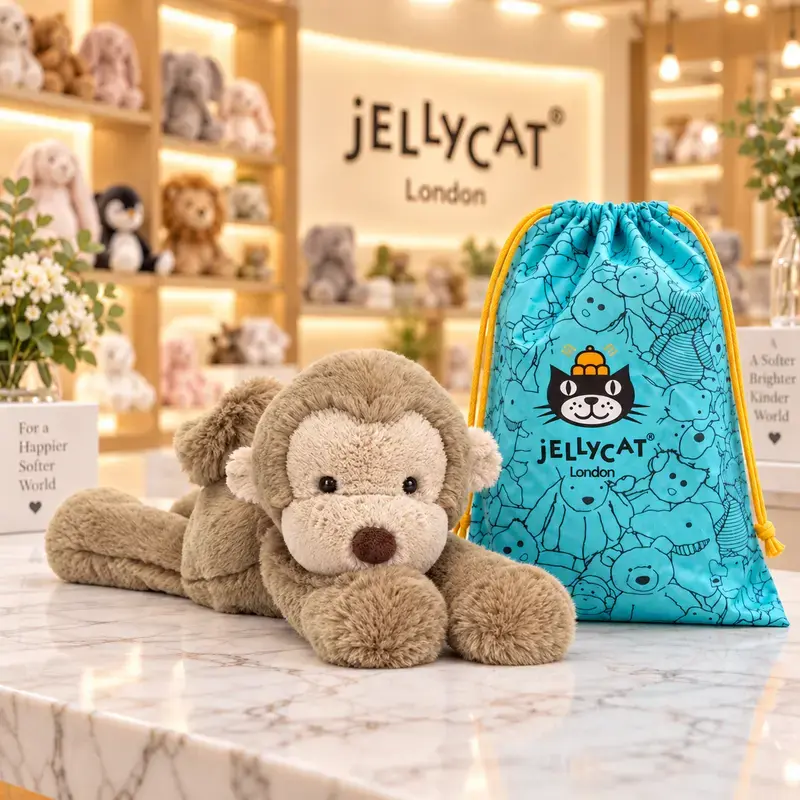 Jellycat Smudge Monkey – US Stock, Ready to Ship, Cute Monkey Plush Toy, Cozy Bedroom Decor & Collector Gift