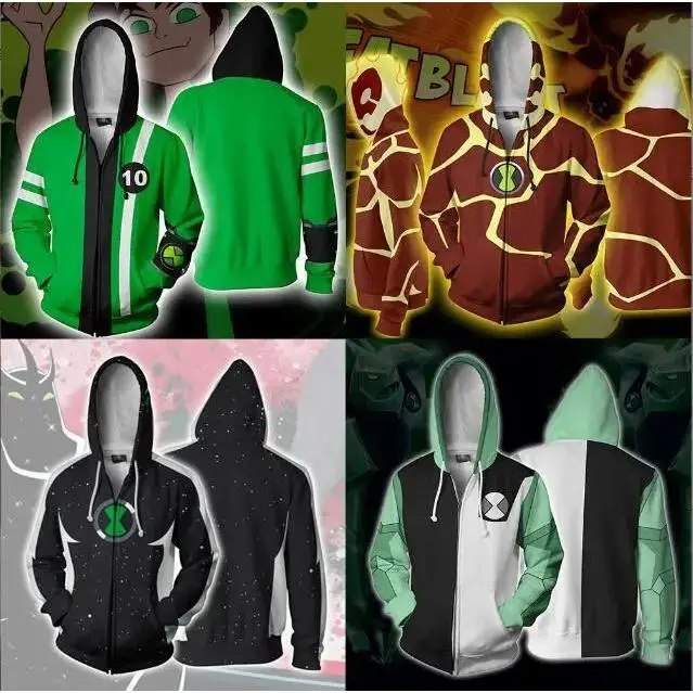 Anime Ben 10 Ultra T 3d Print Hoodie Men Women Fashion Casual Oversized Zip Up Hoodie Jackets Zipper Sweatshirt Men Tracksuit
