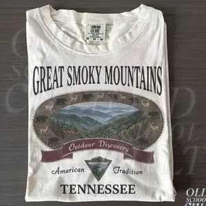Great Smoky Mountains Vintage 90s T-Shirt, Sweatshirt, Hoodie – Tennessee National Park Graphic Tee, Unisex Cotton Retro Nature Hiking Shirt, Outdoor Gift AAY