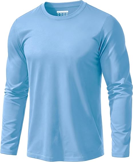 EKLENTSON Men's Cotton Crewneck T-Shirts Long Sleeve Plain Tee Moisture Wicking Casual Tshirts Solid Color