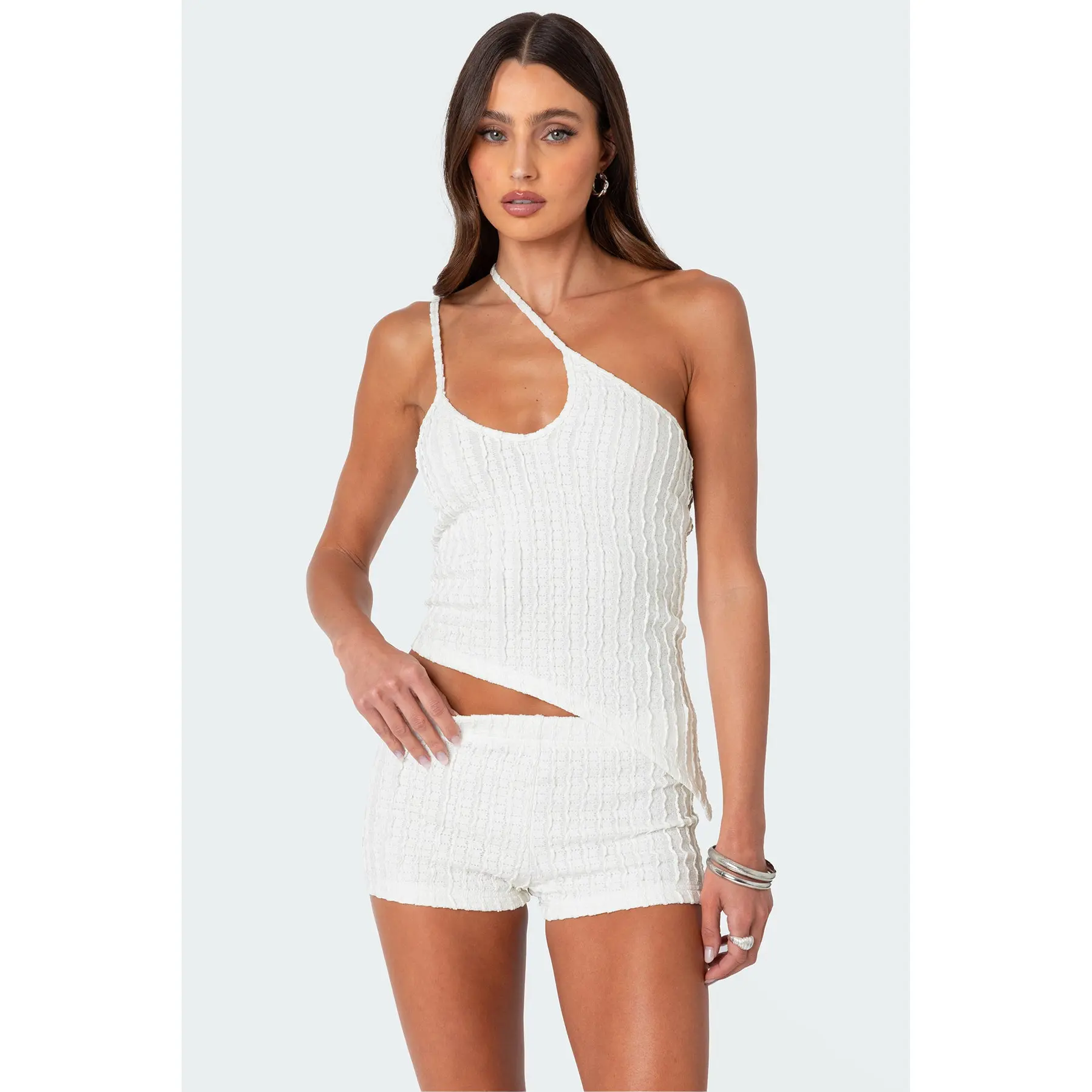 Phoebe Asymmetric Textured Knit Top