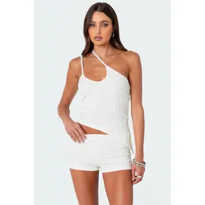 Phoebe Asymmetric Textured Knit Top