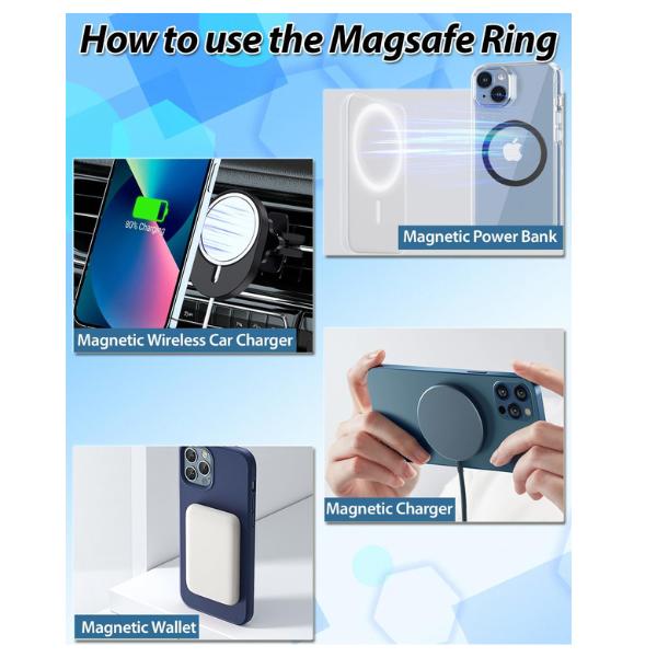 4-Pack Ultra-Thin Metal Rings – 0.4mm Magnetic Stickers for iPhone 12-16, Galaxy S24/S23/S22, Wallets, Grips & Car Mounts